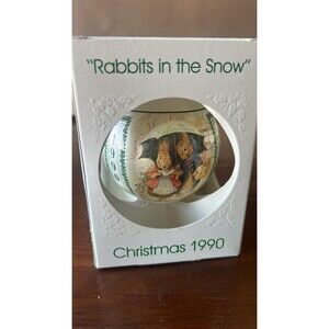 Schmid Beatrix Potter Rabbit in the Snow Christmas Ornament 1990  Rare Bunny